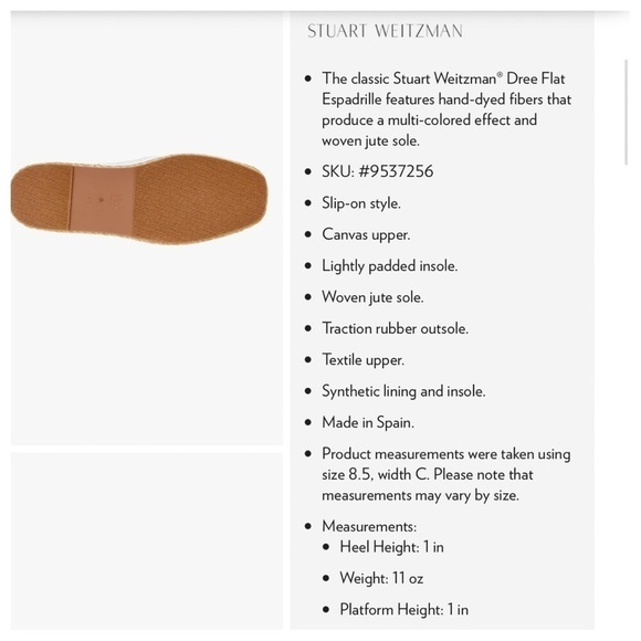 Stuart Weitzman Dree Espadrille Flats 8C Periwinkle - Picture 11 of 12